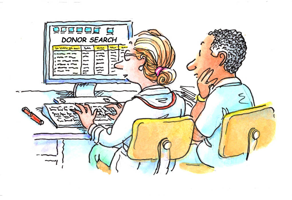 woman and man reviewing a donor search